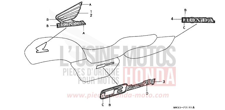 MARK (CB750F2) for CB Seven Fifty BLACK (NH1) from 1994